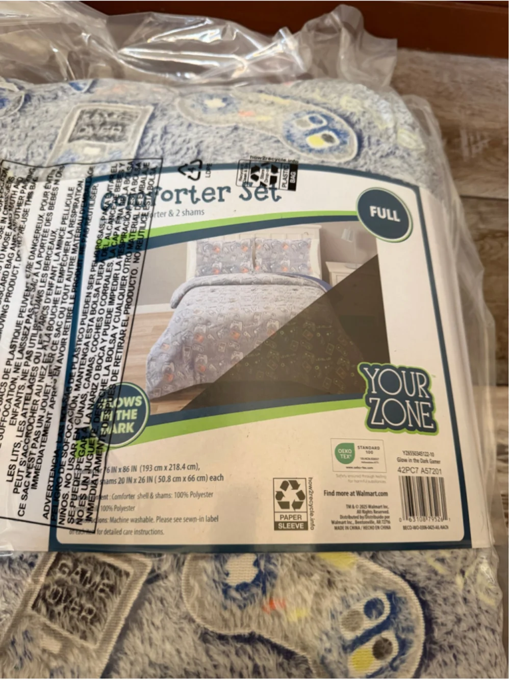 NEW Gamer Comforter Set Full Blue Grey Glow-in-the-Dark